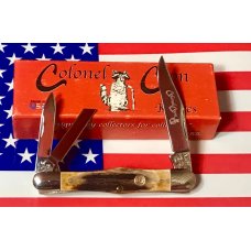 Colonel Coon (by Queen) Swell Center Whittler w/ Great Stag Handles -NOS in Orig Box