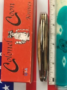 Colonel Coon (by Queen) Swell Center Whittler w/ Great Stag Handles -NOS in Orig Box