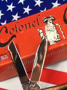 Colonel Coon (by Queen) Swell Center Whittler w/ Great Stag Handles -NOS in Orig Box
