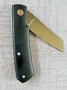 Birdvis Custom  Hitchcock Knife, 5/2020 DOB,W SLIP & Coa,Black Micarta, 3 3/8",Cpm-154, 2nd one made