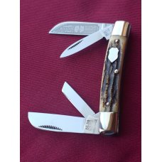 Bulldog Brand Knives, 3-5/8" 4 blade Congress, 2nd cut Stag, Double Dog Head, Solingen, Germany
