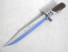 NOS FOX GENUINE STAG ( PIG STICKER ) MANIAGO ITALY FOLDING HUNTER LEVER LOCK BOX / LEATHER SHEATH 