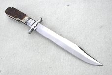 NOS FOX GENUINE STAG ( PIG STICKER ) MANIAGO ITALY FOLDING HUNTER LEVER LOCK BOX / LEATHER SHEATH 