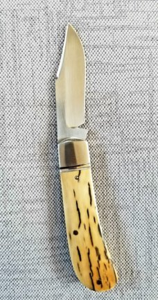 Bobby Toole Custom Mammoth Ivory Lannys Clip Knife, New, CPM-154 ,3 5" closed 