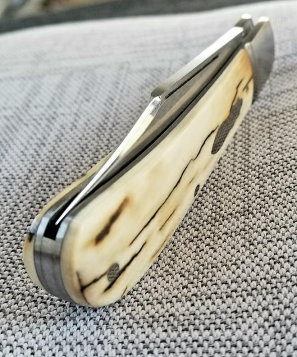 Bobby Toole Custom Mammoth Ivory Lannys Clip Knife, New, CPM-154 ,3 5" closed 