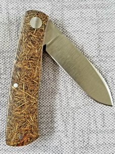 Pepe Jalomo Custom Native Knife, W/SLIP,r Coconut Shred Scales, made like micarta 3.75",Cpm-154 