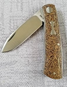 Pepe Jalomo Custom Native Knife, W/SLIP,r Coconut Shred Scales, made like micarta 3.75",Cpm-154 