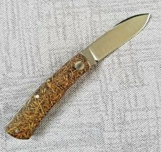Pepe Jalomo Custom Native Knife, W/SLIP,r Coconut Shred Scales, made like micarta 3.75",Cpm-154 