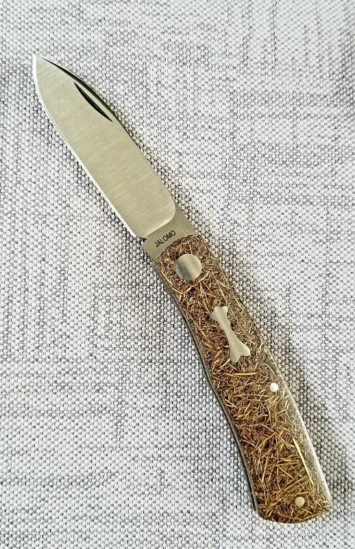 Pepe Jalomo Custom Native Knife, W/SLIP,r Coconut Shred Scales, made like micarta 3.75",Cpm-154 