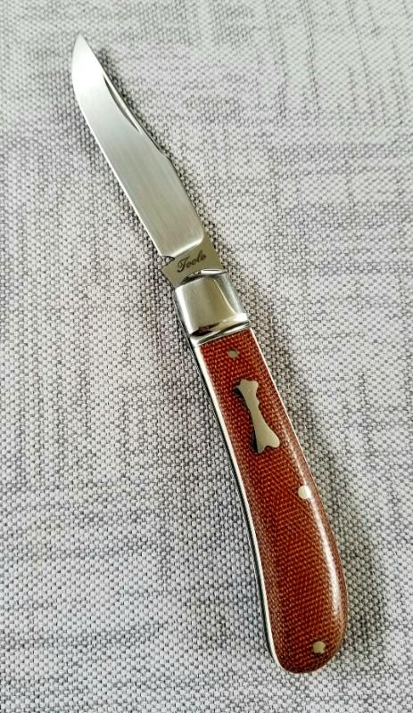 Bobby Toole Custom Lanny Clip Knife, Natural micarta, New, CPM-154 ,4" closed ,pouch only