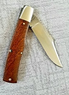 K'roo Custom Gunstock Clip, Ironwood Burl,NEW,3.5" closed,N690,w/COA,polished 