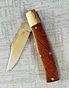 K'roo Custom Gunstock Clip, Ironwood Burl,NEW,3.5" closed,N690,w/COA,polished 