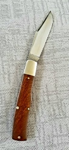 K'roo Custom Gunstock Clip, Ironwood Burl,NEW,3.5" closed,N690,w/COA,polished 
