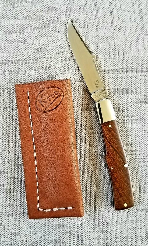 K'roo Custom Gunstock Clip, Ironwood Burl,NEW,3.5" closed,N690,w/COA,polished K'roo Custom Gunstock Clip, Ironwood Burl,NEW,3.5" closed,N690,w/COA,polished