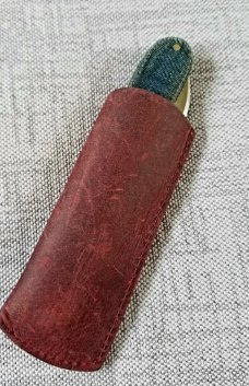 John Lloyd Custom Blue Denim Micarta  Wharnie Jack Knife, Sweged/Hollow Ground 52100 ,NEW, 4"