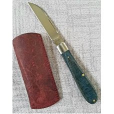 John Lloyd Custom Blue Denim Micarta Wharnie Jack Knife, Sweged/Hollow Ground 52100 ,NEW, 4"