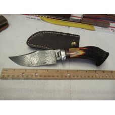 Custom Red Stag Damascus Fixed Blade By Matt Roberts