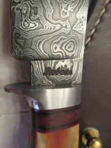 Custom Red Stag Damascus Fixed Blade By Matt Roberts 