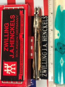 J A Henckels Hand Forged 1 Blade Cheetah / Swing Guard Knife With Great Stag Handles -NOS