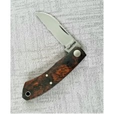 Luzimar Timoteo Custom Native Knife WSLIP4quot Umbria Wood shadow pattern in 1070 Carbon PATINA