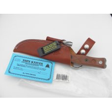 TOPS KNIVES Fieldcraft in 154cm stainless steel with tan canvas Micarta handle