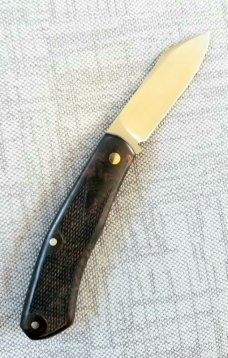 DrT Dino pattern, checkered ironwood 3 5/8" closed ,coa/slip..true custom...THIS IS THE WAY