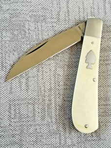 JHLloyd Custom Sway Back Knife, Smooth Oiled Natural Bone,NEW,W/slip, 4.25",52100 VIPER