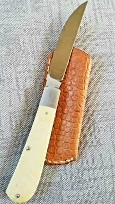 JHLloyd Custom Sway Back Knife, Smooth Oiled Natural Bone,NEW,W/slip, 4.25",52100 VIPER
