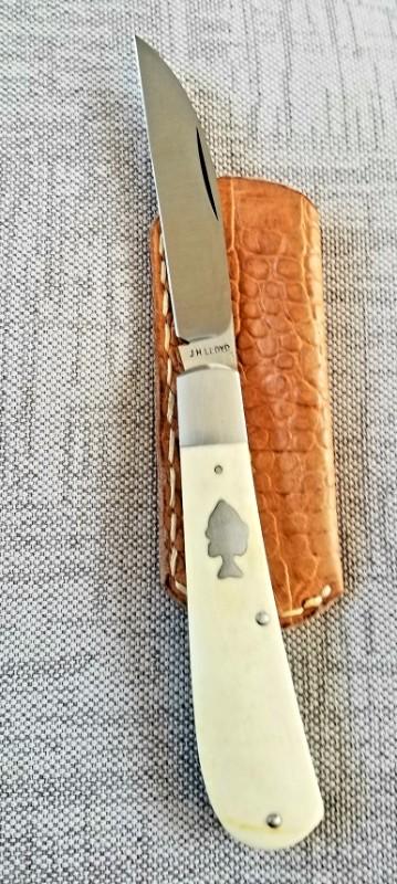 JHLloyd Custom Sway Back Knife, Smooth Oiled Natural Bone,NEW,W/slip, 4.25",52100 VIPER