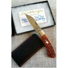 Dean Robertson Custom Jigged Bone Dino Knife, 01 Tool, 3 5/8" clsd,New,slip and coa#271
