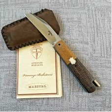 Vincenzo Balistreri Custom Native Taillock knife 4" clsd , transit shield contrasting Micarta