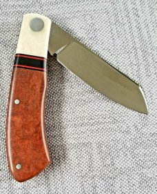 Michael du Pleesis Native Knife,3.75" Camel Thorn and Ivory, Ivory Bolsters and Shield, extra spacer