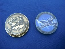Lot of 2 Coins: 43rd Electronic Combat Squadron Compass Call Air Force Challenge Coins "Once a Bat"