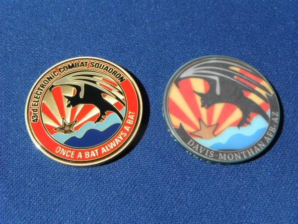 Lot of 2 Coins: 43rd Electronic Combat Squadron Compass Call Air Force Challenge Coins "Once a Bat" Lot of 2 Coins: 43rd Electronic Combat Squadron Compass Call Air Force Challenge Coins "Once a Bat"
