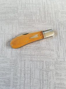 Phil Jacob Natural Micarta Sway Back Knife,4" closed ,Cpm-154,  pouch & coa, winner winner chkn dnr