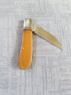 Phil Jacob Natural Micarta Sway Back Knife,4" closed ,Cpm-154,  pouch & coa, winner winner chkn dnr
