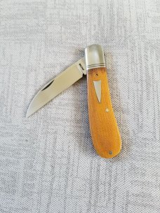 Phil Jacob Natural Micarta Sway Back Knife,4" closed ,Cpm-154,  pouch & coa, winner winner chkn dnr