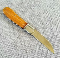 Phil Jacob Natural Micarta Sway Back Knife,4" closed ,Cpm-154,  pouch & coa, winner winner chkn dnr