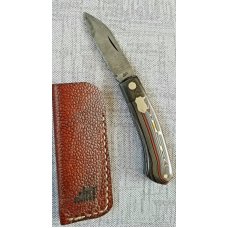 DrT custom Dino pattern, Fordite and Damasteel, 3.75" closed ,w,/ makers slip.THIS IS THE WAY