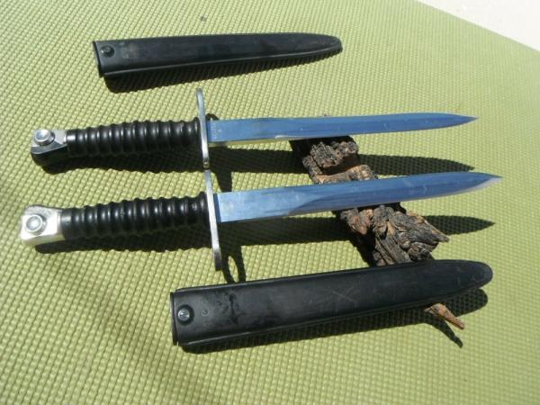 One of 2 WENGER SWISS ARMY BAYONET KNIFE, SCABBARD circa 60s, Fixed Blade Knife Very sharp!!