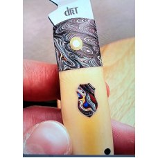 DrT custom Outsider pattern, antique Westinghouse & last of the Fordite 3.75" ,makers slip/coa