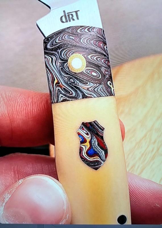 DrT custom Outsider pattern, antique Westinghouse & last of the Fordite 3.75" ,makers slip/coa DrT custom Outsider pattern, antique Westinghouse & last of the Fordite 3.75" ,makers slip/coa