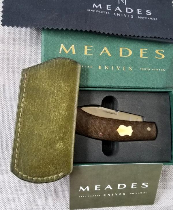 Meades Mini Dino Custom Knife, 3.625" , All Westinghouse,makers box,slip