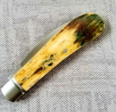 Charlie Bell Custom Mammoth Ivory Swayback Knife, New, CPM-154 ,4" closed 