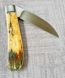 Charlie Bell Custom Mammoth Ivory Swayback Knife, New, CPM-154 ,4" closed 