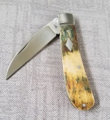 Charlie Bell Custom Mammoth Ivory Swayback Knife, New, CPM-154 ,4" closed 