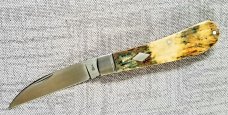 Charlie Bell Custom Mammoth Ivory Swayback Knife, New, CPM-154 ,4" closed 
