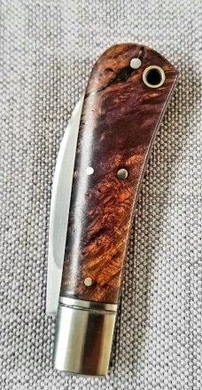 Cosimo De Benedetto Custom Sway Back Knife, Maple,NEW,W/coa, 4", RWL 34,4 pins& Lanyard tube