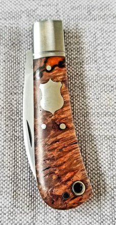 Cosimo De Benedetto Custom Sway Back Knife, Maple,NEW,W/coa, 4", RWL 34,4 pins& Lanyard tube