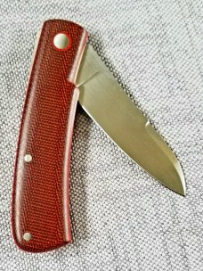 Birdvis Unique Spear Hitchcock Knife, 4", Westy Micarta coa,box,slip Nick called it a Proto 
